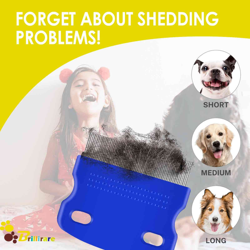 5 Pack Flea Lice Comb, 2-in-1 Stainless Steel Dog Cat Grooming Combs with Rounded Teeth, Double Sided Professional Pet Tear Stain Remover, Dematting Tool for Small, Medium & Large Pets - BeesActive Australia