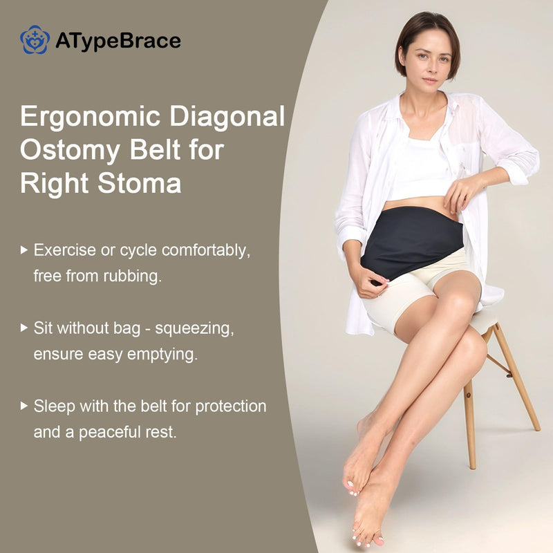 Diagonal Ostomy Belt: Leak - Proof & Odor - Masking Solution, Ostomy Bag Covers for Men and Women, Suitable for Right Stoma-Black,L Large - BeesActive Australia