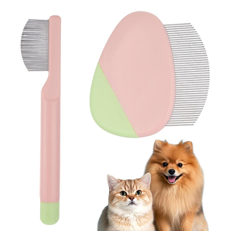 2Pcs Professional Eye Comb for Pets Stainless Steel Dog Eye Comb Gentle Facial Combs for Dogs & Cats Stress-Free Tear Stain Dirt and Debris Remover Comfortable Grip for Daily Pet Grooming S+M