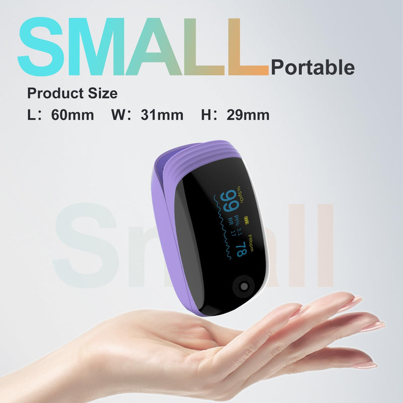 Rechargeable pulse oximeter with respiration , with SpO2 Pulse Rate and PI RR Precision Fast Oximeter SpO2 Reading Outdoor Sports Home (Purple) - BeesActive Australia