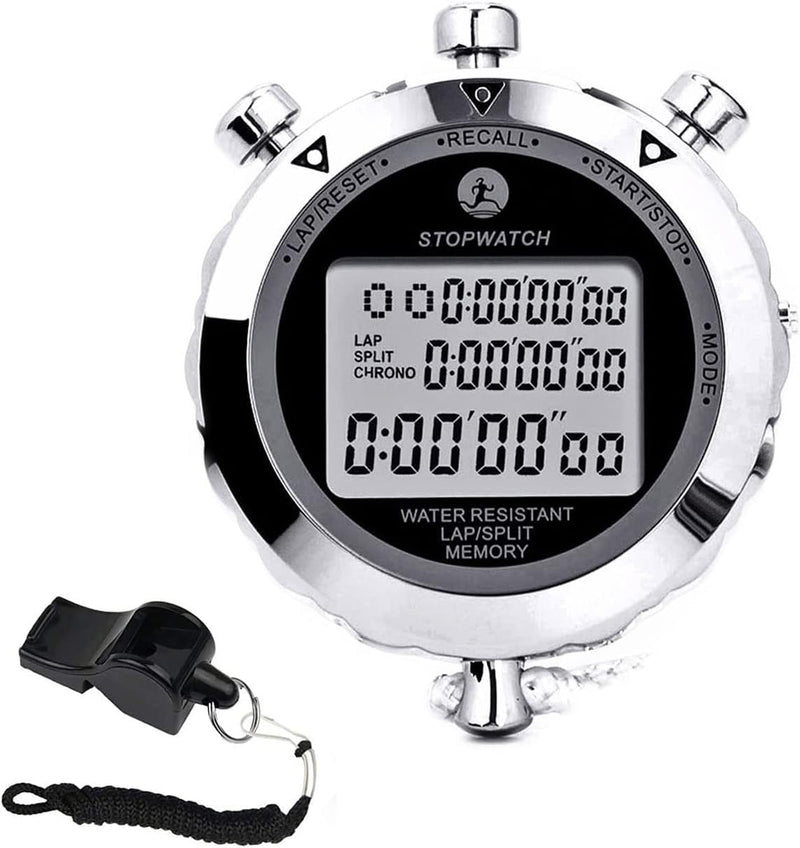 Digital Stopwatch Timer Stop Watch Stopwatch for Sports Competition 100 Lap Metal