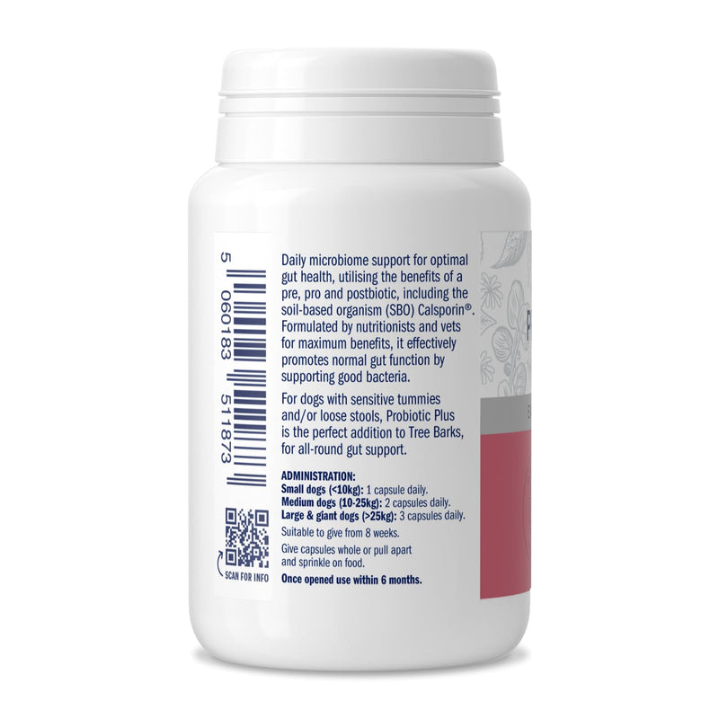 Dorwest Herbs Probiotic Plus for Dogs 100 Capsules, Pre, Pro and Postbiotic with Daily Microbiome Support for Optimal Gut Health