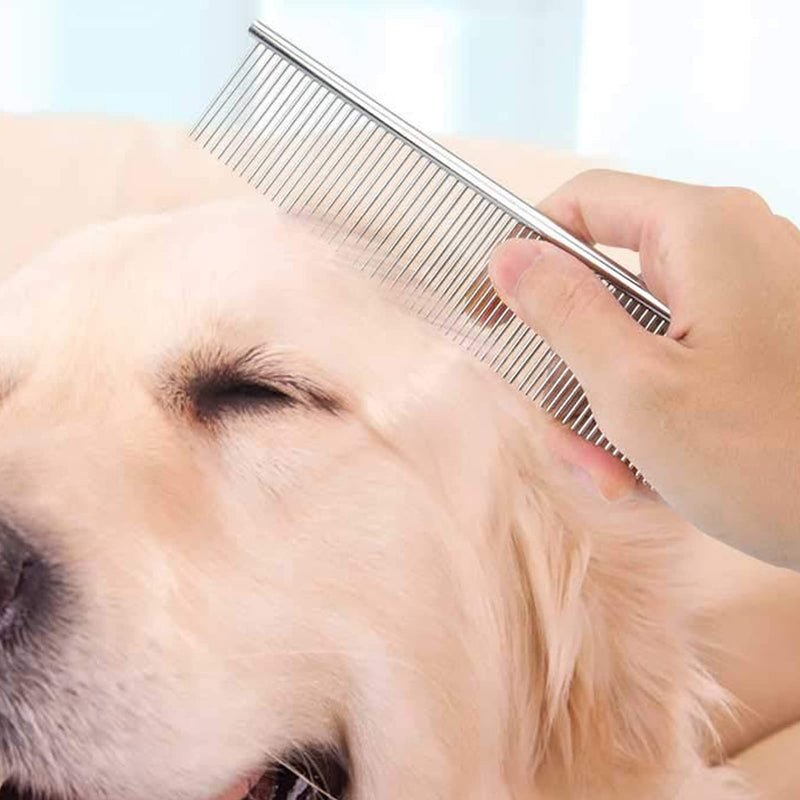 JIANYI Dog Combs for Grooming, Stainless Steel Cat Comb for Removing Tangles and Knots, Professional Grooming Tool for Long or Short Haired Dog, Cat and Other Pets (2 Pack) - BeesActive Australia