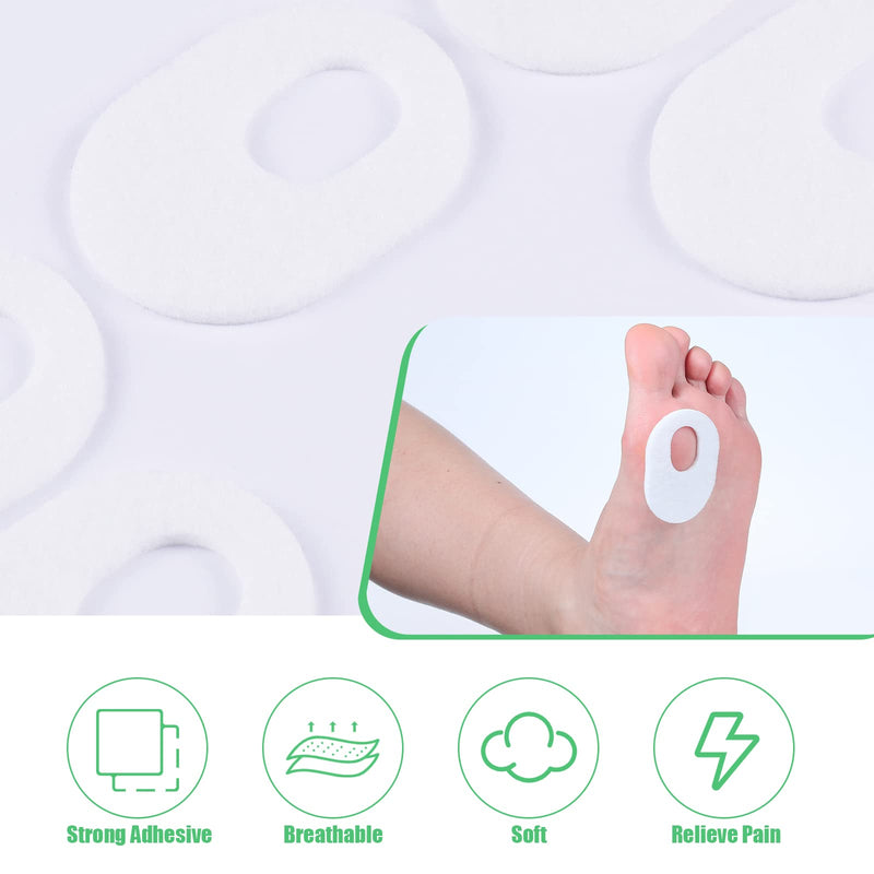 WILLBOND 60 Pcs Callus Pads Soft Felt Callus Oval Shape Corn Pads for Bottom of Foot Adhesive Foot Corn Cushion for Men and Women Feet Toes Heel Pain Relief (White) White - BeesActive Australia