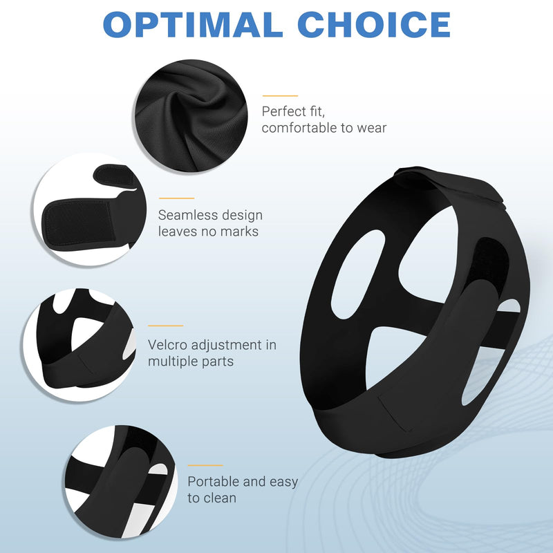 NOIKO Anti Snoring Chin Strap Adjustable, High Elasticity Traceless Chin Strap for Sleeping, Effective Anti Snoring Device, Snore Stopper Breathable and Durable for Adult 1 Black M