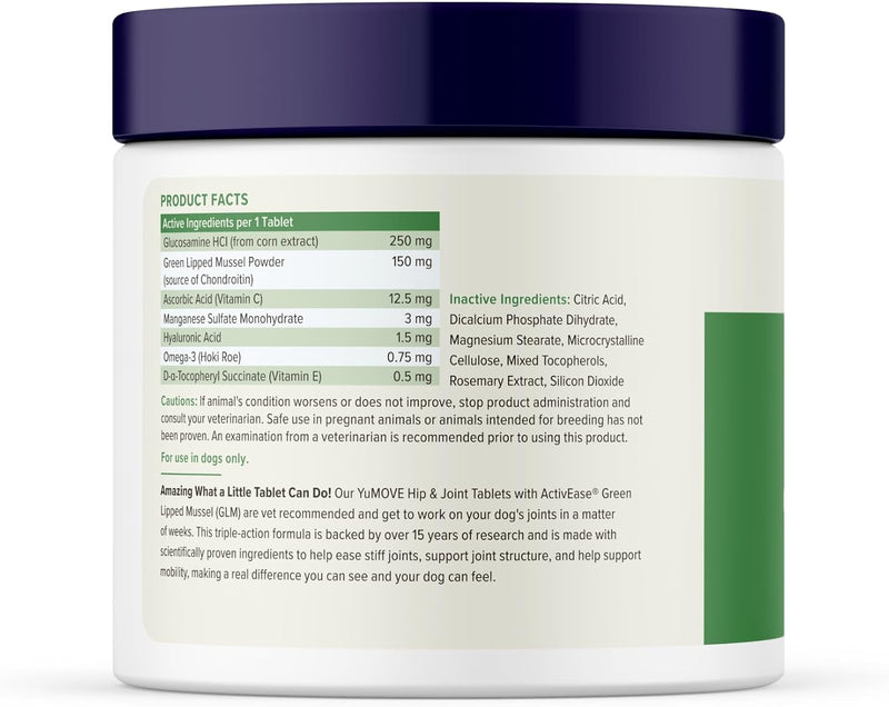 YuMOVE Hip and Joint Supplement for Dogs 300 count tablets Tablets: Adult - BeesActive Australia