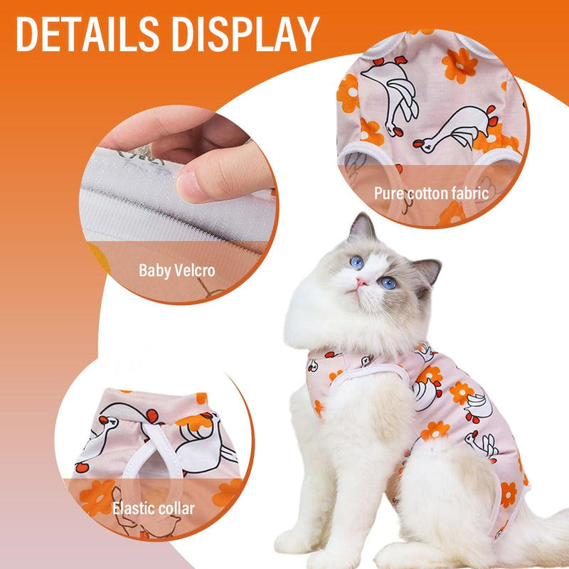 WUSJCOF Cat Surgical Recovery Suit Collar Alternative for Cats Dogs Post Surgery Wear Pajama Suit Home Indoor Pets Clothing White Swan (M) - BeesActive Australia