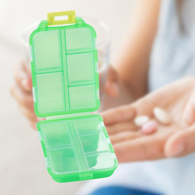 2PCS Portable Pill Box Case 10 Compartments with Medicine Labels Daily Use | Pill Storage Box Pill Container Travel Folding Small Medicine Box for Purse Vitamin Fish Oil