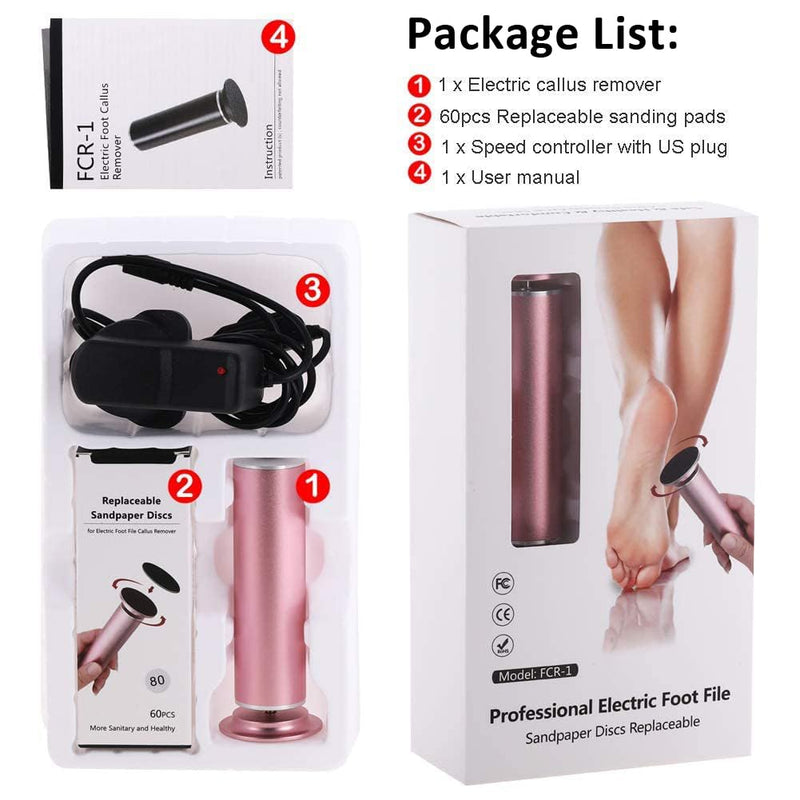 Electric Foot File Callus Remover for Feet, Adjustable Speed Foot Sander Grinder Professional Pedicure Tools for Dead Skin Heel Calluses with Replaceable Sandpaper Discs (Upgraded FCR-1 Pink) - BeesActive Australia