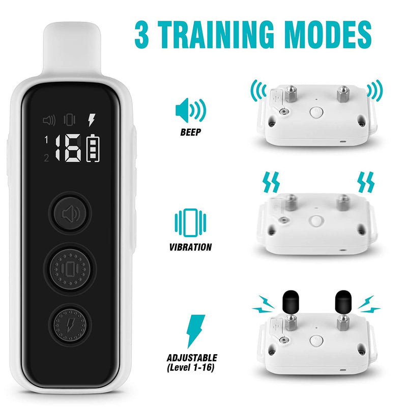 Bousnic Shock Collar for Dogs - Waterproof Rechargeable Dog Electric Training Collar with Remote for Small Medium Large Dogs with Beep, Vibration, Safe Shock Modes (8-120 Lbs) (Grey) Grey - BeesActive Australia