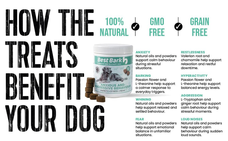 Calming Treats For Dogs - Reduce Stress, Fear, Separation, Barking, Hyperactivity, Reactivity, Aggression, Travel - Calm without Drowsiness dogs