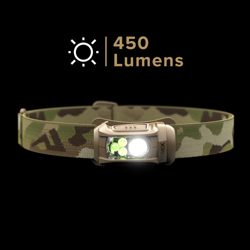 Princeton Tec Remix 300 Headlamp with Red LEDs, Multicam, RMX300-RD-MC 450 Lumens White and Red Multicam w/Red LEDs