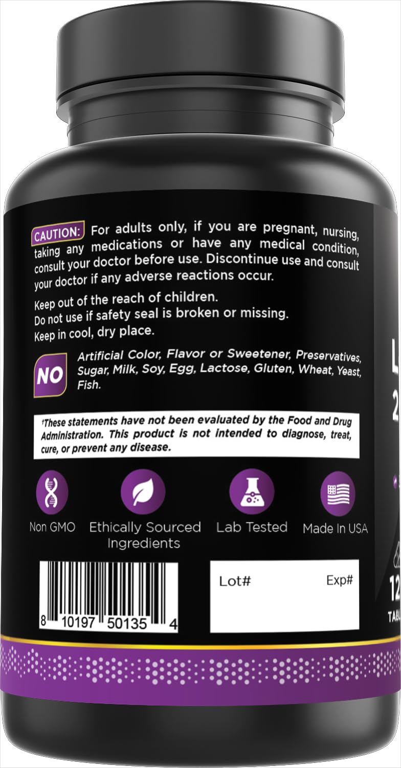 Oxify L- Theanine 200 mg | 120 Tablets | Gluten-Free, Non-GMO | Supplement Made in USA