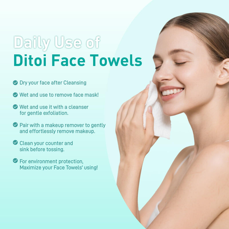Face Towels, 10"√ó12" Disposable Face Towel, Face Towelettes XL, Ultra Soft Makeup Remover Dry Wipes, Thick Face Towel for Sensitive Skin, 50 Count (1 Pack) 50Count (EF Texture)