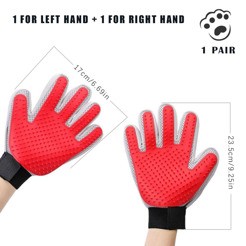 Marchul Grooming Glove, Dog Grooming Brush Glove with 260 Tips, Cat Hair Removal Massage Glove for Long/Short Hair, Efficient Pet Hair Remover Glove for Cat, Dog, Horse (1 Red - BeesActive Australia