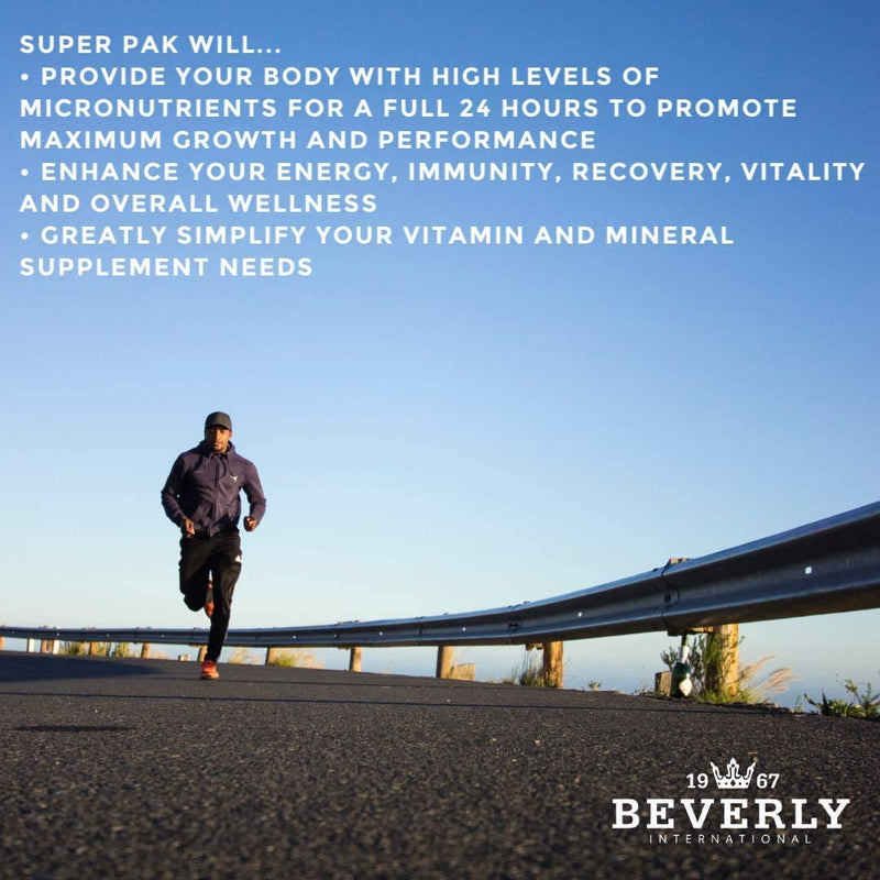 Beverly International Super Pak, 30 Packs, High-Potency Daily Multivitamin | Daily Vitamin Pack for Energy, Performance, Immune System Health, and Active Men and Women. Custom-formulated for Athletes.