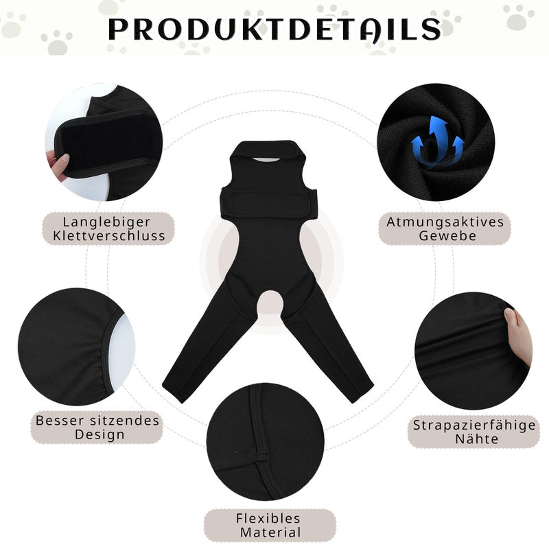 Dog bodysuit after surgery with leg, wound protection suits for dogs, anti-wound licking surgery body dogs, knee bandage dog hind leg, recovery suit for dogs, dog collar alternative, dog leg protection bodysuit (L) L black - BeesActive Australia