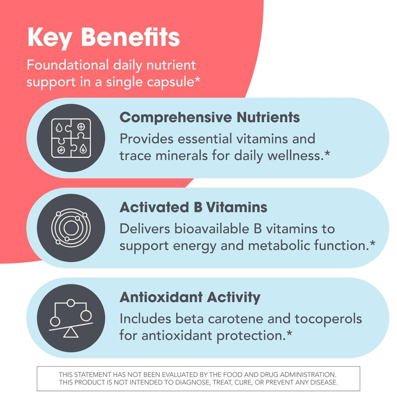 Metabolic Maintenance The Big One Without Iron, 90 Capsules | One-Per-Day Iron-Free Multivitamin and Mineral Supplement with High-Strength B Vitamins and Antioxidants