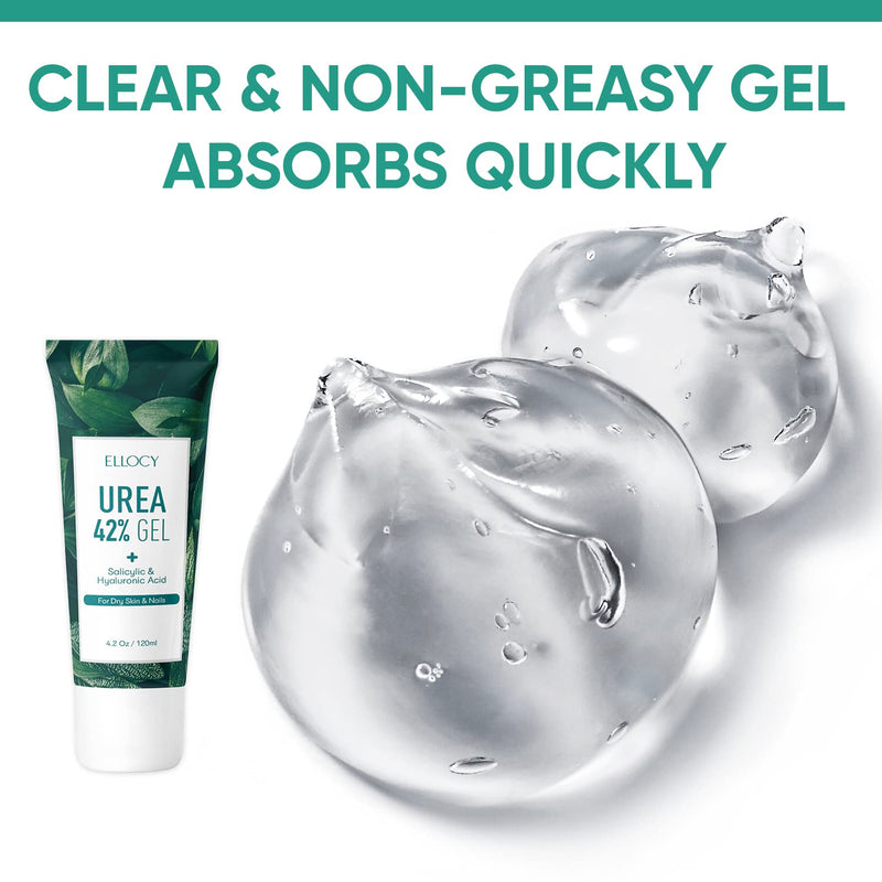 42% Urea Gel - Max Plus Salicylic & Hyaluronic Acid cracked heel repair callus remover for Elbows, Feet, and Hands, and cracked heel, calloused feet remover gel 4oz