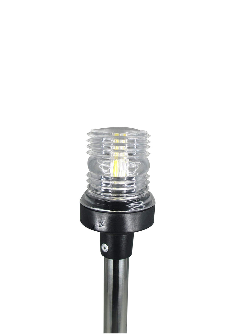 Pactrade Marine 12V Marine Boat Yacht Pontoon Navigation Anchor Light 360 Degrees All Around Nature White LED Splashproof Black Housing USCG Certified Approved (Plug-in Base (H=25")) Plug-In Base (H=25")