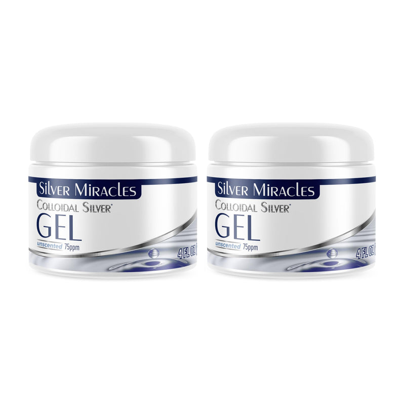 Silver Miracles Colloidal Silver Gel - Nano Silver Gel Wound Care - Healing Ointment for Burns & Irritated Skin - 4 Oz Unscented - Two Pack Unflavored 4 Fl Oz (Pack of 2)