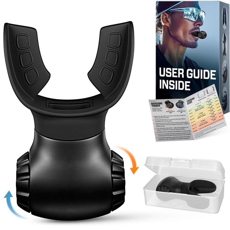 Lung Trainer | Dual-Resistance Breathing Exerciser | Medical-Grade Silicone | Workout Program Included | Portable