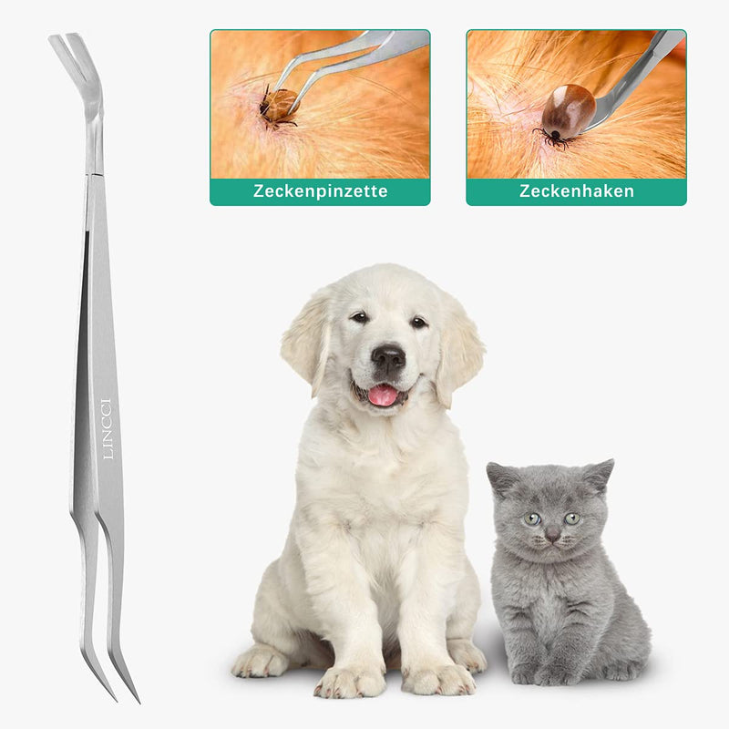 LINCCI tick tweezers, stainless steel tick tweezers and tick hooks for dogs, cats, people, children, pets, animals, 2 in 1 tweezers and hooks, metal tick tweezers, professional tick remover for ticks of any size - BeesActive Australia