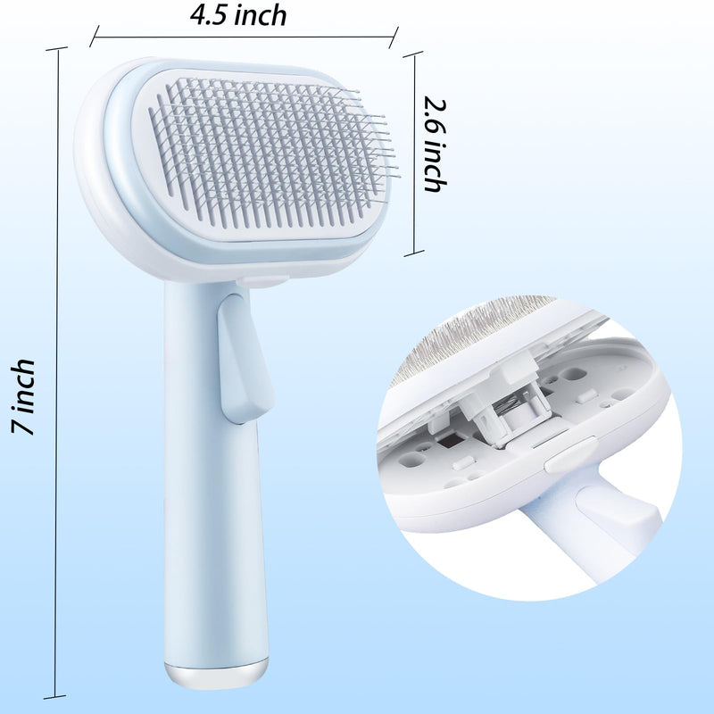 Cat & Dog Brush, 5 in 1 Pet Grooming Supplies Kit, Slicker Brush for Shedding, Dematting Undercoat Rake, Self Cleaning Comb for Indoor cats, Pet Hair Brushes Multifunction Set -Blue - BeesActive Australia