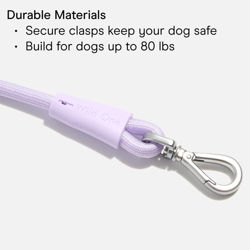 Wild One Hands-Free Adjustable Rope Dog Leash, Standard: 4' to 8.5' Long, .5" Wide, Adjustable for Crossbody, Waist & Handheld, Moonstone