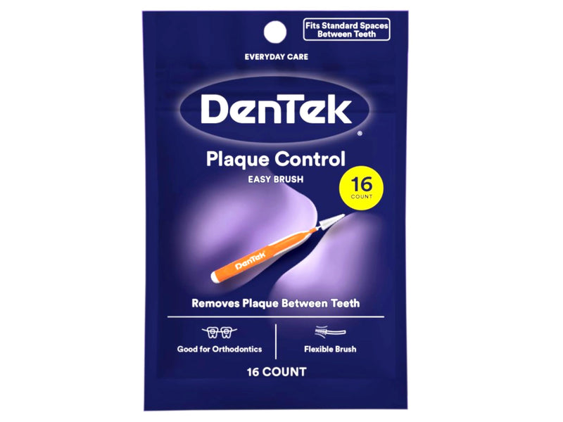 DenTek Easy Brush Interdental Cleaners, Standard Between Teeth Brushes, Plaque Control, Dental Picks for Oral Care, Flexible Brush, 16 Count (Pack of 6) 16 Count (Pack of 6)