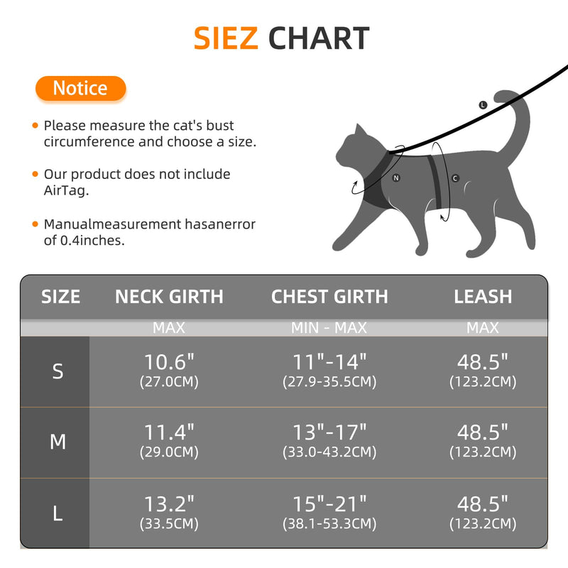 AirTag Cat Harness and Leash for Walking, Integrated Cat Vest with 100% Waterproof Air Tag Holder, Escape Proof Reflective Adjustable Vest Harnesses with Apple Air Tag Case for Cats, Kittens, Puppies Small Black - BeesActive Australia