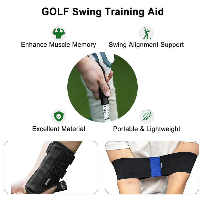 Right Hand Golf Grip Trainer 2 Pack with Arm Band & Wrist Strap, Golf Training Aid Kit, Grip Trainer Golf Club to Correct Hand Position and Develop Muscle Memory - BeesActive Australia
