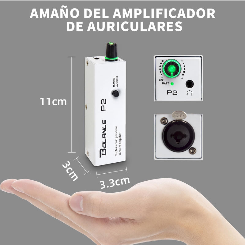 Bolanle P2 Portable in-Ear Monitor Amplifier, XLR/TRS Stereo/Mono Switch