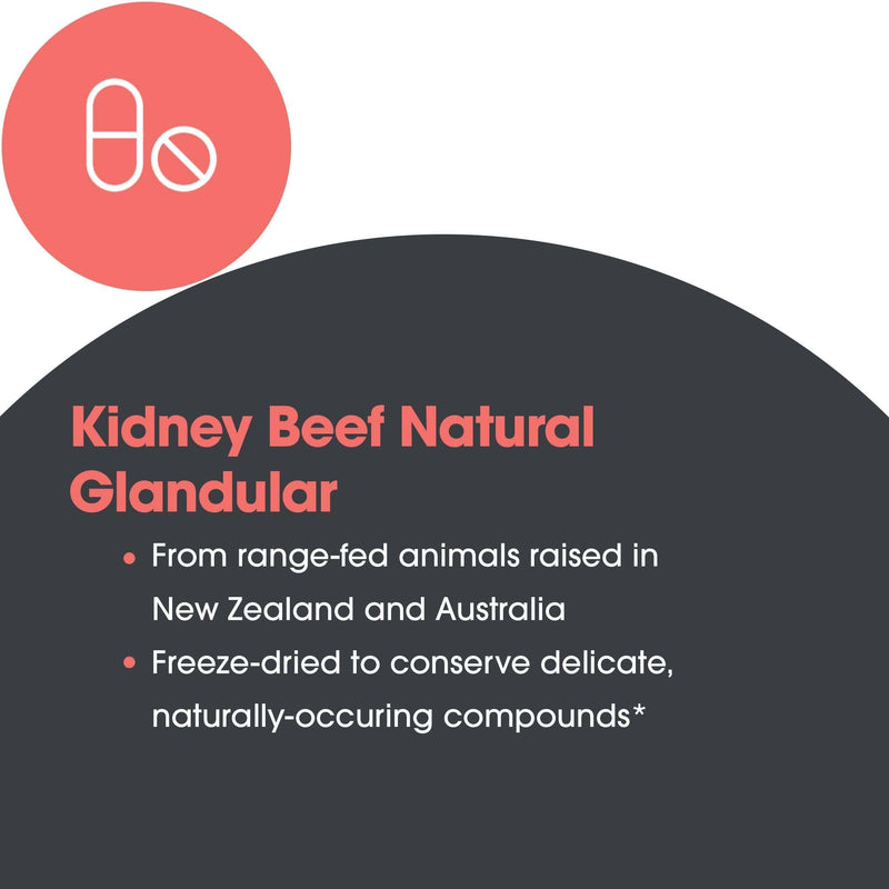 ARG Kidney Beef Freeze-Dried Glandular Supplement, 100 Vegicaps | Lyophilized Bovine Kidney Organ Extract for Renal and Fluid Balance Support, Hypoallergenic, 100 Servings