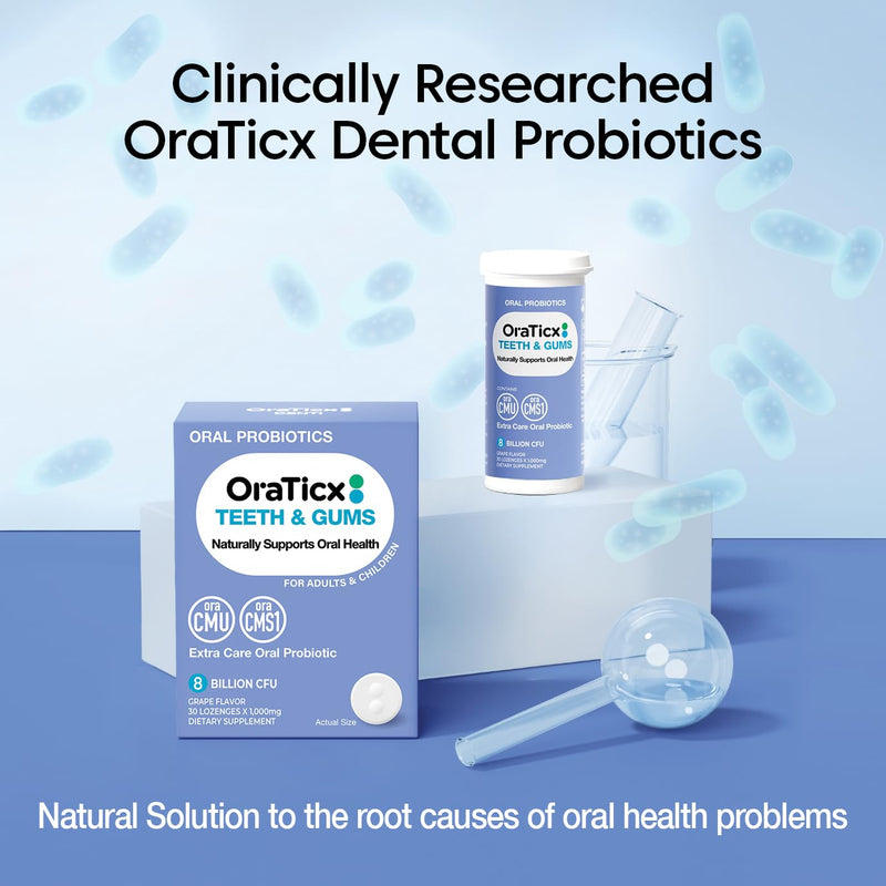 Teeth & Gums Dental Probiotic, Naturally Supports Oral Health and Immunity, Oral Probiotics Supplement 8 Billion CFU, Grape Flavor 30 Lozenges 1-PK - BeesActive Australia
