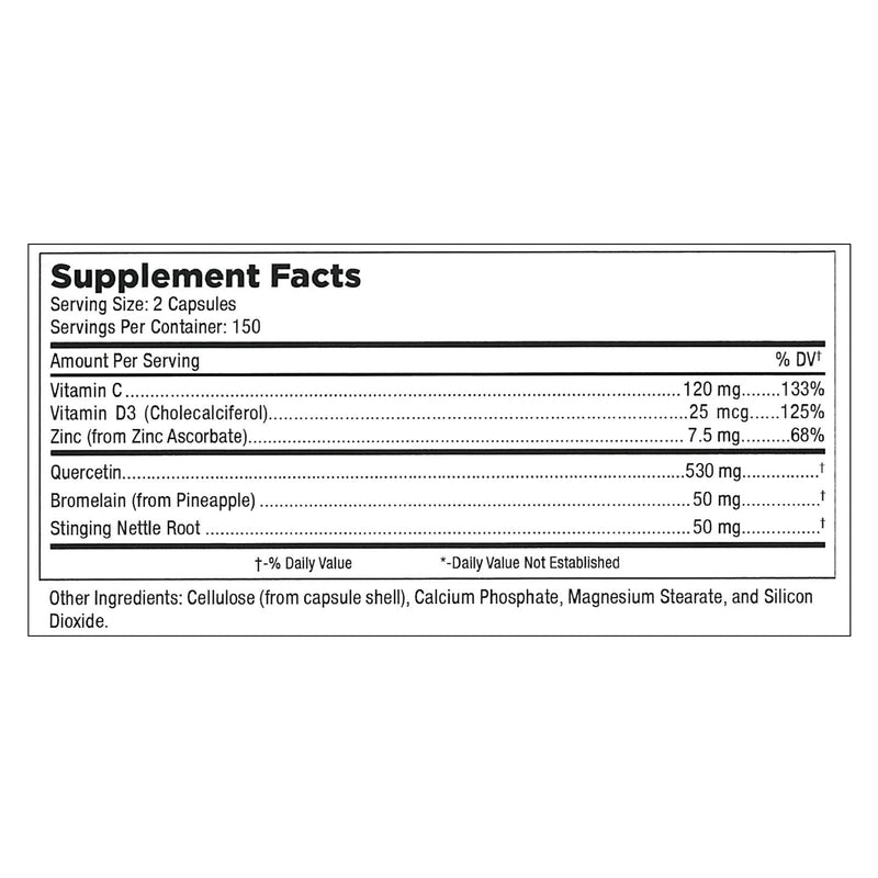 Mt. Angel Vitamins - Zinc Quercetin with Bromelain Supplement – Immune Support & Respiratory Health - Quercetin 500mg Capsules | Zinc 50mg | Vitamin C Capsules | Immune Booster for Adults - 300ct. 300 Count (Pack of 1)