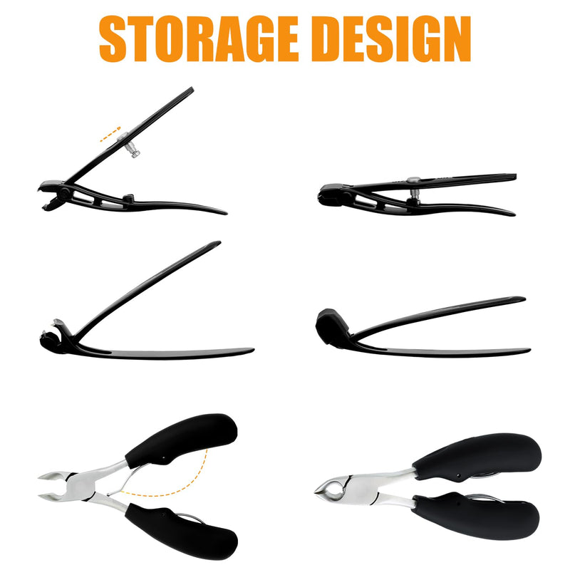 Precision Stainless Steel Heavy Duty Angled Head,Wide Jaw Clippers for Seniors and Man,Ingrown Toenail,Thick Nail.Extra-Long Handle, Extra-Large Slanted Nail Cutter. Men,Women,Elderly.7Pcs (7PCS Toe) 7PCS Toe - BeesActive Australia