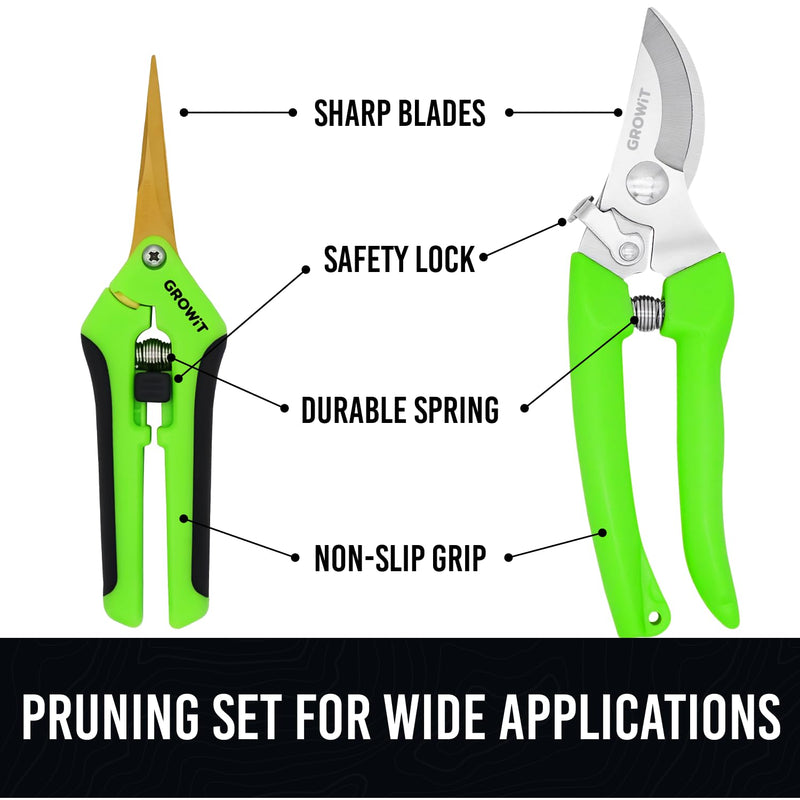Pruning Shears & Gardening Scissors Set - 7"" Titanium Coated Sharp Garden Clippers, Stainless Steel Garden Shears for Plant - Garden Pruners, Florist Scissors with Non-Slip Grip - BeesActive Australia