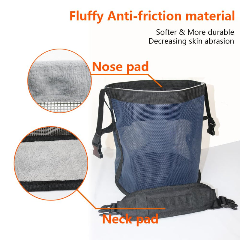 2PCS Horse Feed Bag，Heavy Duty Nylon Mesh Grain Feed Bag with Adjustable Strap,Horse Muzzle Feed Bag with Comfort Neck Pad and Nose Pad… (Dark Blue) Dark Blue - BeesActive Australia