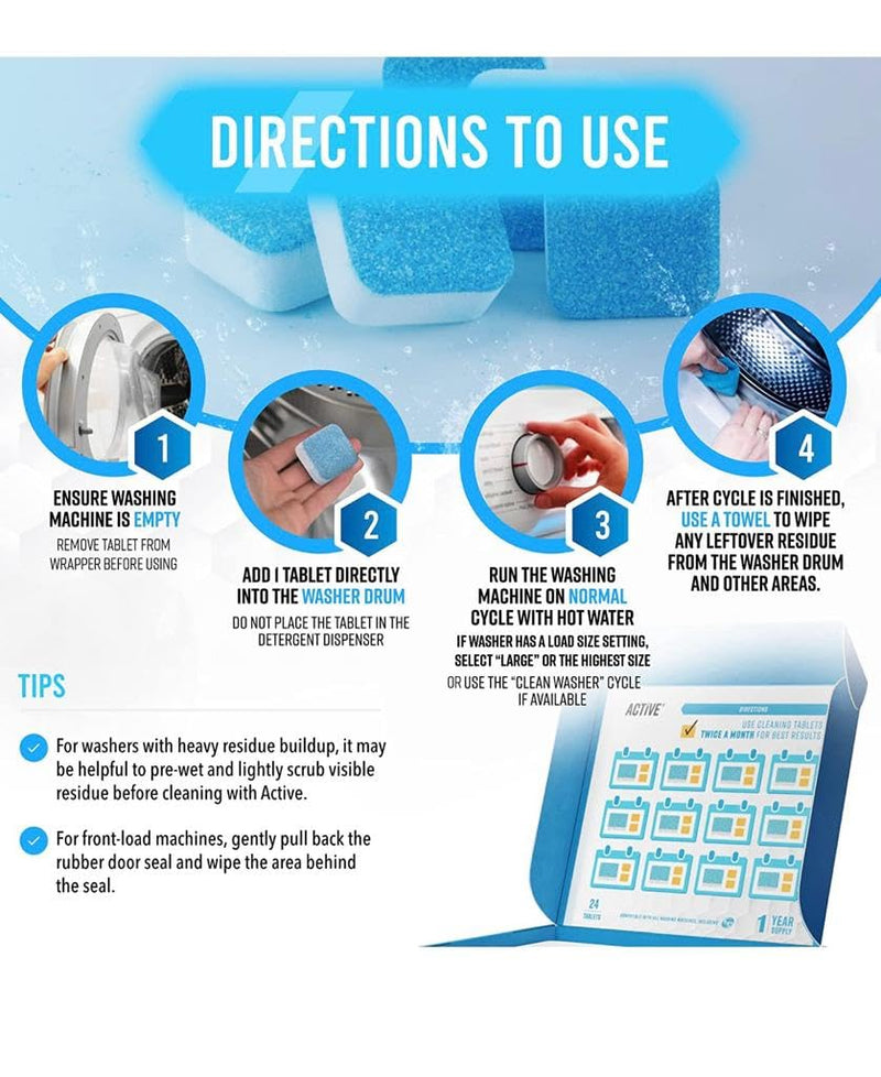 Washing Machine Cleaner Descaler Deep Cleaning Tablets For HE Front Loader & Top Load Washer, Septic Safe Eco-Friendly Deodorizer, Clean Inside Drum And Laundry Tub Seal (30) Father's Day Gift Gifts 30 - BeesActive Australia