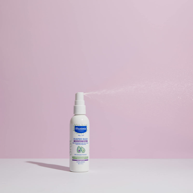 Mustela Baby Diaper Rash Cream Spray ‚Äì Touch-Free protectant with Zinc Oxide & Natural Avocado - Treats, Soothes and Prevents Diaper Rash- Fragrance-Free - 3 fl. oz