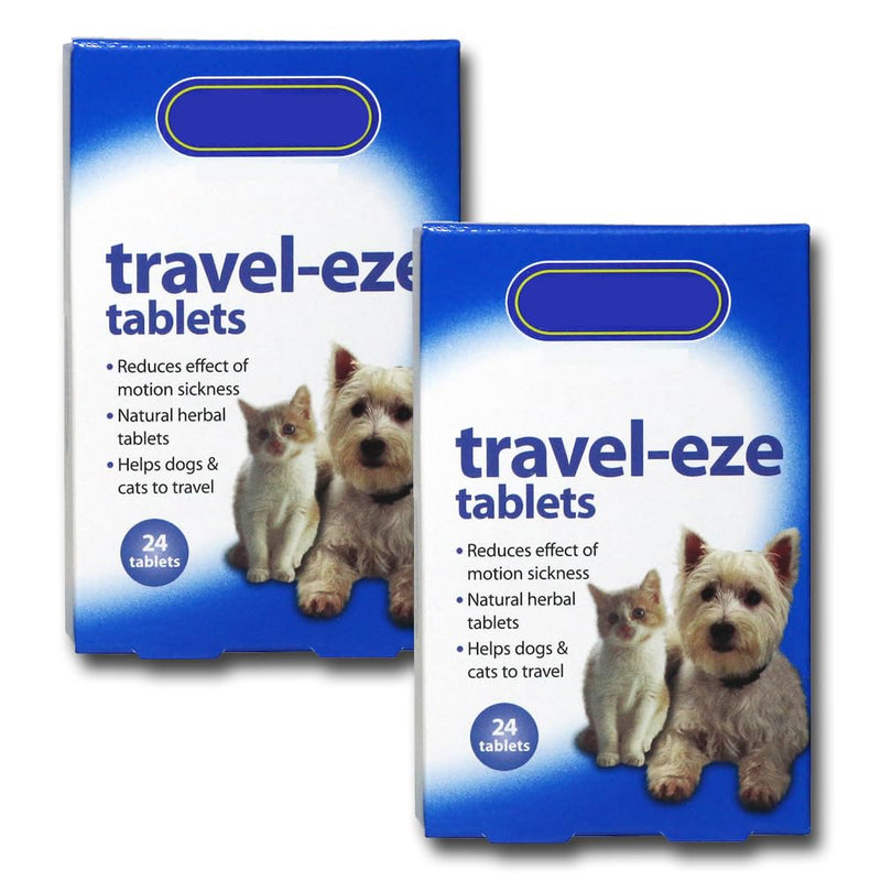 Travel-Eze Travel Tablets for Dogs & Cats - 2 Pack | Natural Herbal Remedy Supplement | Helps Reduce the Effects of Motion Sickness | 48 Tablets | Johnsons