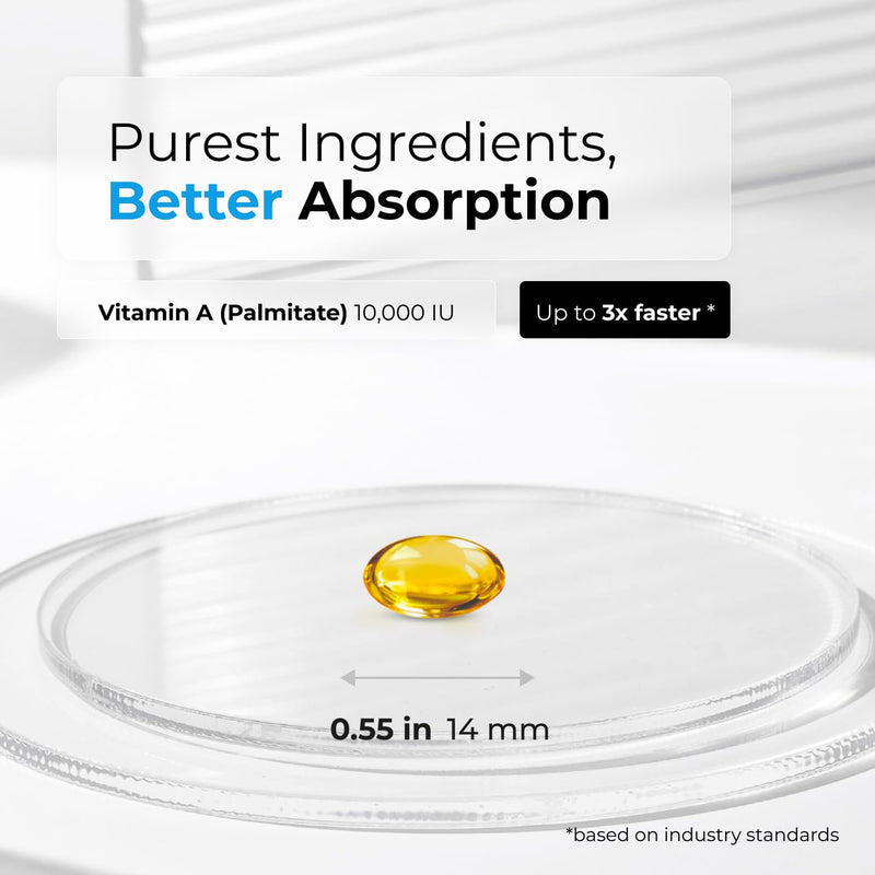 Biogenique Vitamin A - 60 Softgels 10,000 IU - Helps Support Eye, Skin Health and Immune System - 2 Months Supply Vitamin A Supplement Made in Canada, Non-GMO