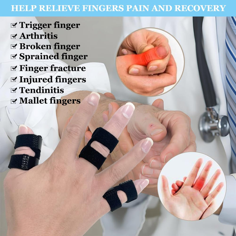 Thumb Finger Splints (5Pcs), Trigger Thumb Splint Finger Brace for Mallet, Broken, Straightening, Arthritis, Injury, Finger Stabilizer Support for Thumb/Middle/Ring/Index/Pinky Fingers 5 - BeesActive Australia