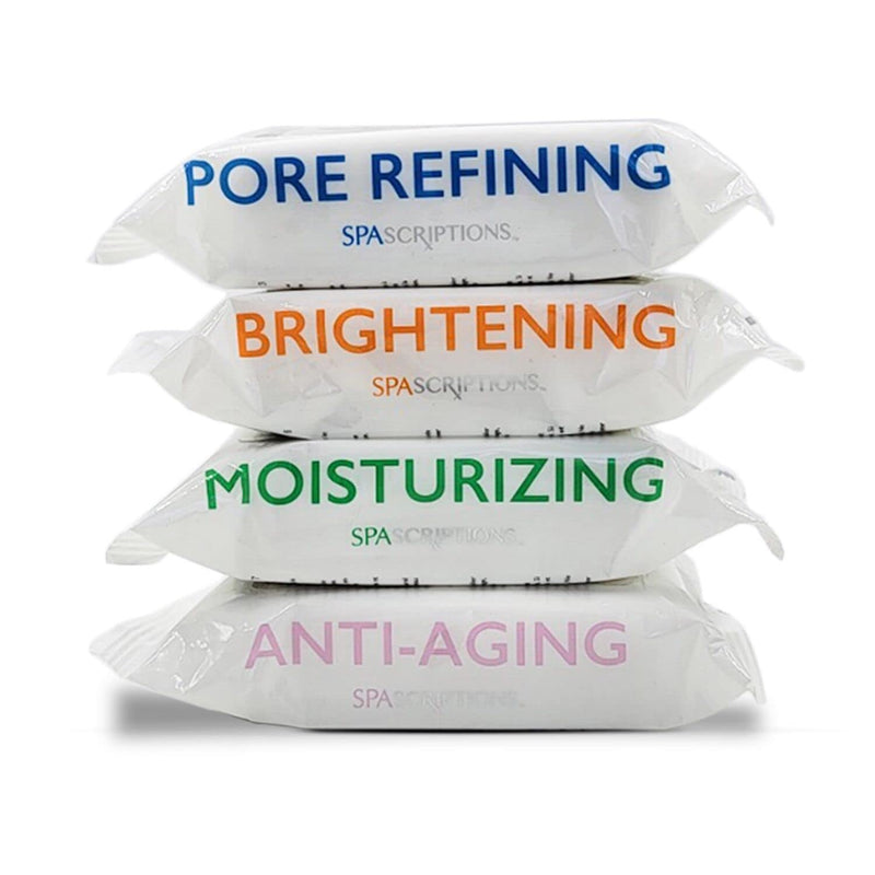 Spascriptions™ Anti-Aging, Brightening, Moisturizing & Pore Refining Towelettes Removes Waterproof Makeup, Revives with Collagen, Vitamin C, Coconut Oil, and Aloe Hypoallergenic, 120 Ct. 4 Pack 30 Count (Pack of 4)