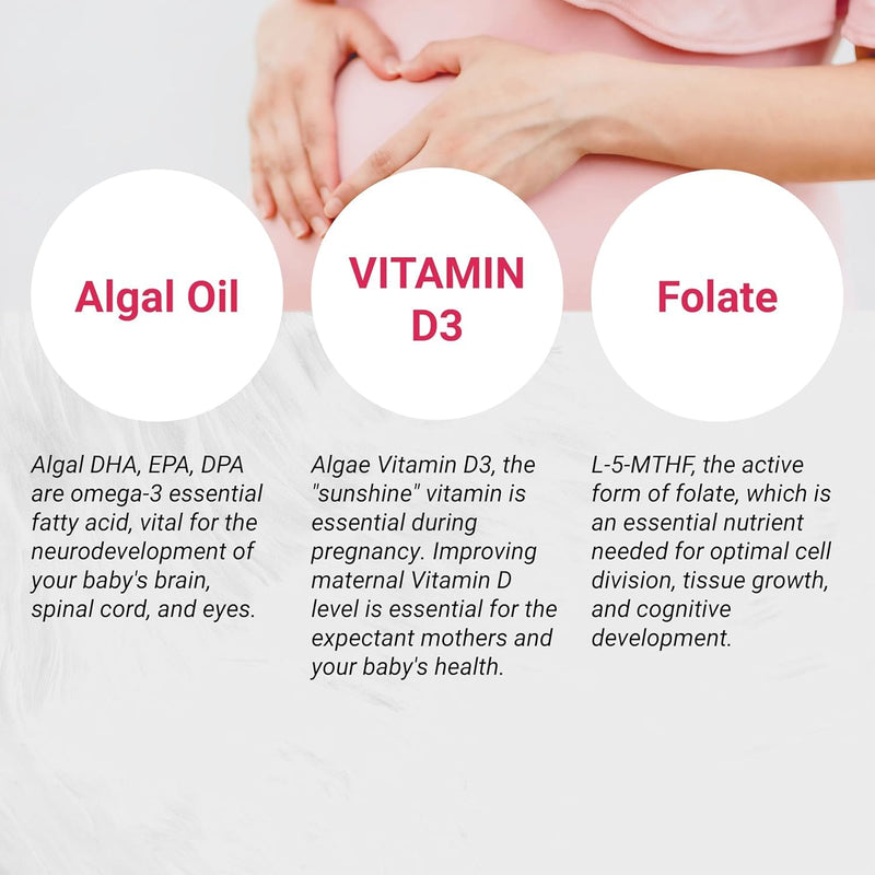Naturalis Vegan Prenatal 120 Softgels | DHA, EPA, DPA, D3 & Active Folic | Carefully selected nutrients for the health and wellness of mom and baby.* 120 Count (Pack of 1)