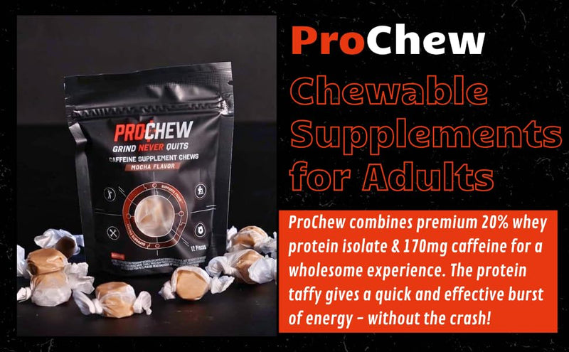 Caffeine Supplement Chews, Mocha Flavor, 170mg Caffeine, 12 Pack with B12 & Electrolytes