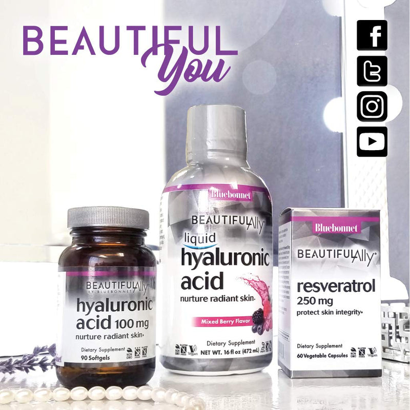 Bluebonnet Nutrition Beautiful Ally Hyaluronic Acid 100mg, Nurture Radiant Skin*, Non-GMO, Gluten-Free, Soy-Free, 90 Softgels, 90 Servings | Third-party tested for purity and potency; manufactured in the USA