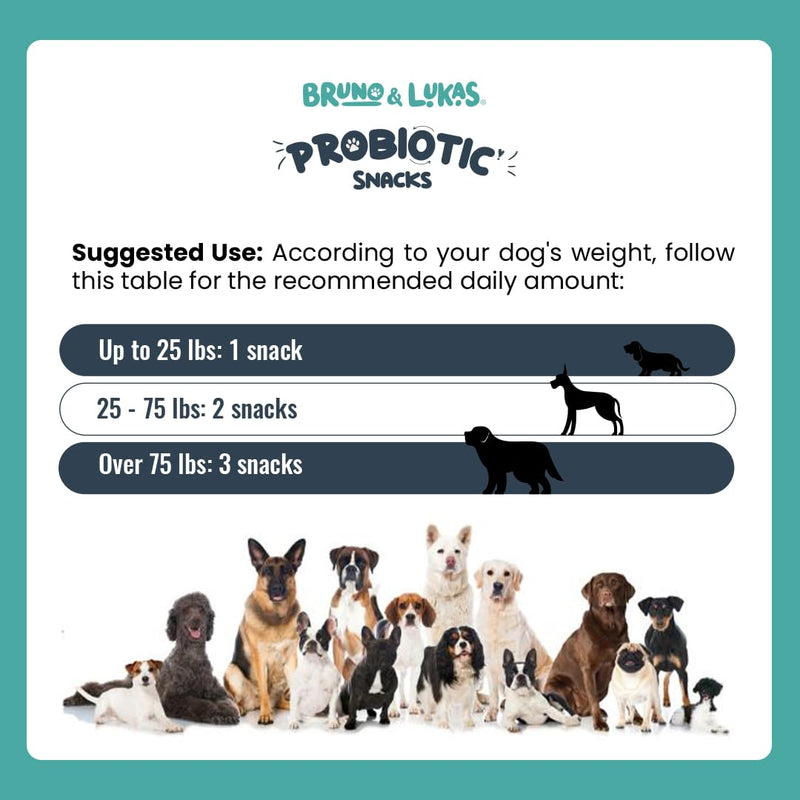 Bruno & Lukas Probiotic Chews for Dogs – Digestive Health & Gut Flora Support – Dog Probiotics for Diarrhea, Loose Stools, Itchiness & Immune Support – 90 Chews, Made in USA