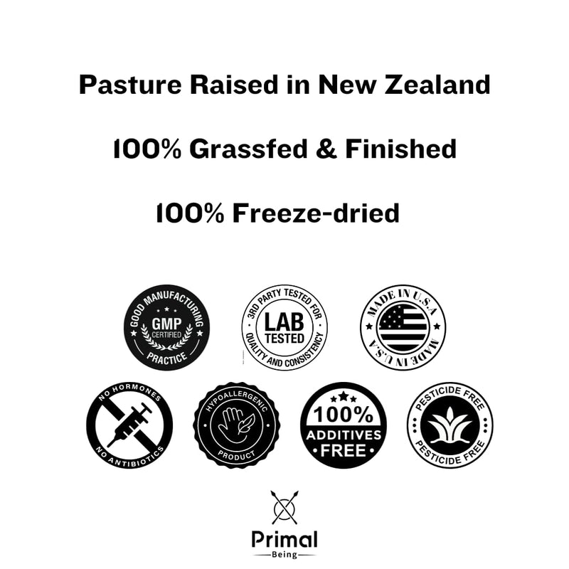 Primal Being Grassfed Beef Female Vitality Supplement- Supports Hormonal Health, Fertility, Inflammation, Energy - 90 Capsules, 1500mg per Serving - BeesActive Australia
